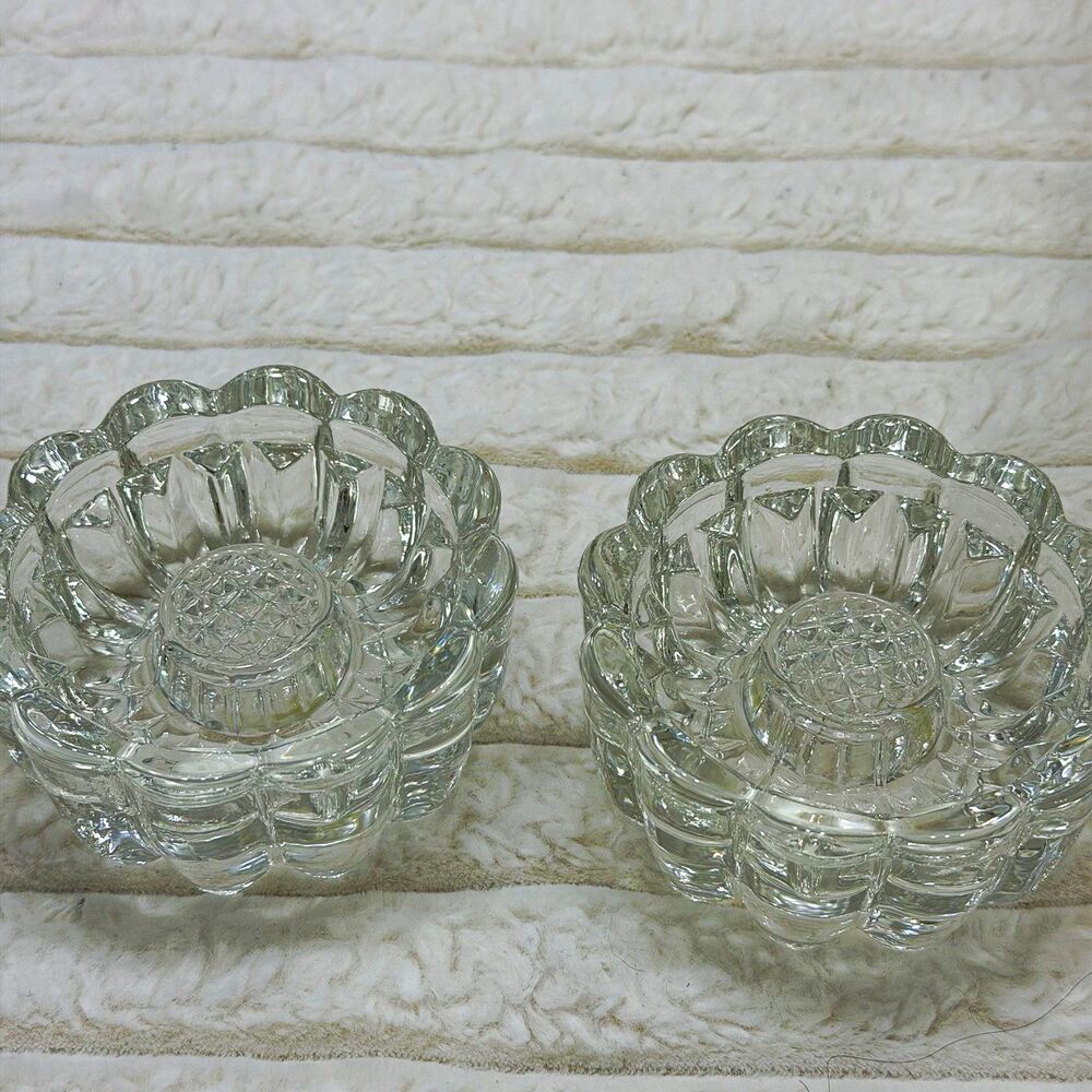 Vintage Princess House Crystal #486 Reversible 3-Way Candle Holders Pair | Clear